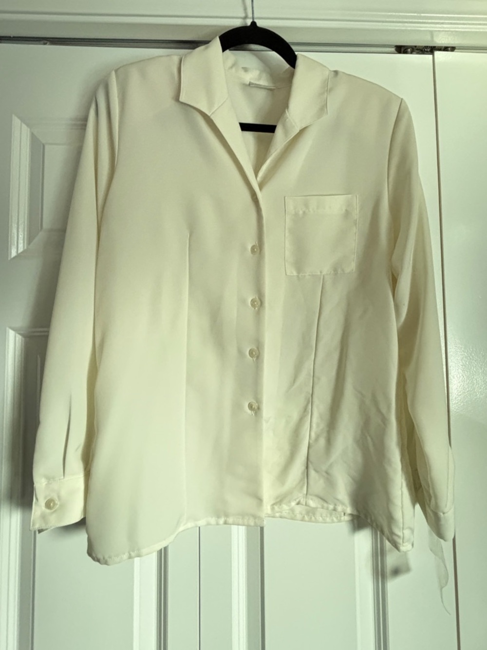 New Vintage Anna Silky Cream Button-Down Shirt
